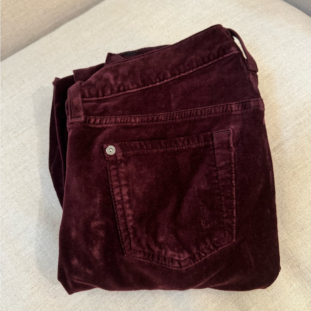 7 skinny jeans in maroon velvet
